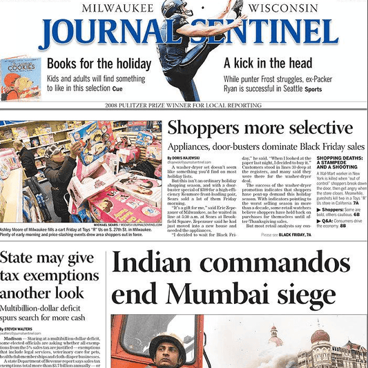 Journal Sentinel Monday-Friday 5 Day Delivery for 12 Weeks - MO Corrections Bookstore